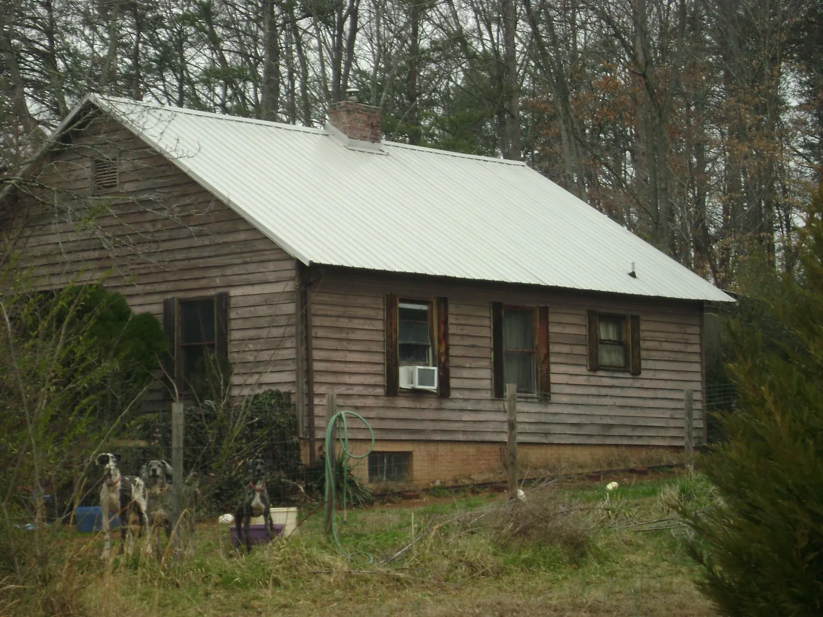 White metal roof on an old wood sided farmhouse, from a Metal Roof Installation job in Whitman